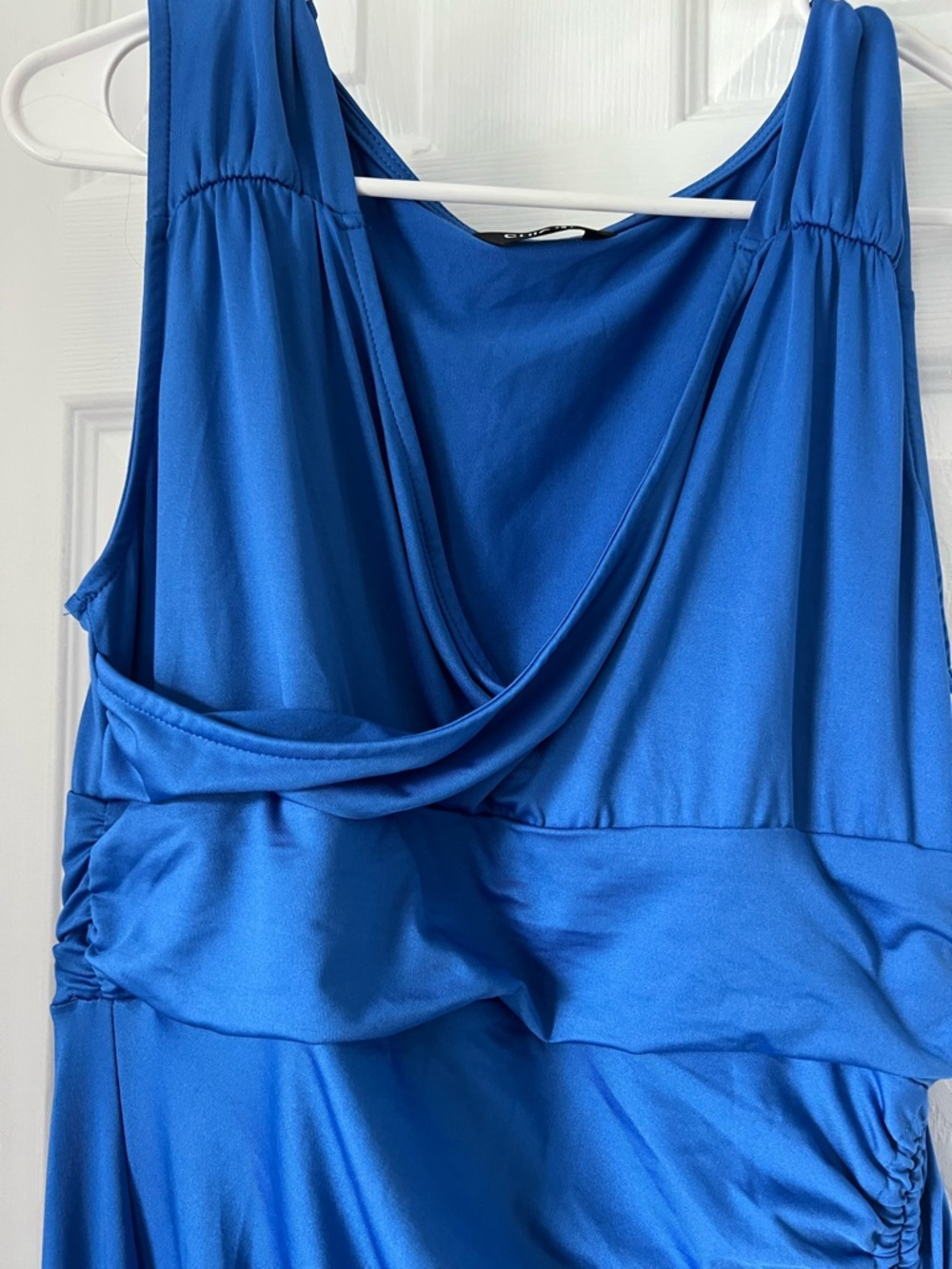 Sleek Cobalt Blue Draped Maxi Dress - Picture 3 of 5